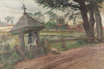 Pejzaż z kapliczką - Lechanice, 1923