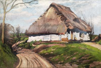Pejzaż z wiejską chatą, ok. 1910