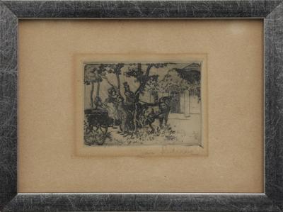 Zaprzęg konny przed dworem, 1924