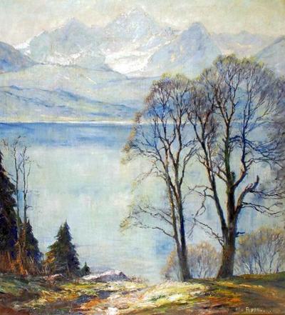 Widok jeziora Walchensee w Alpach Bawarskich