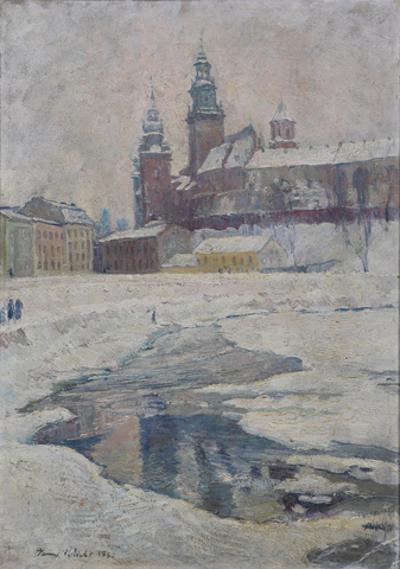 Wisła pod Wawelem zimą, 1930