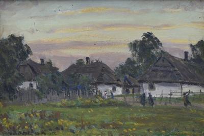 Pejzaż wiejski z chatami - Siołka, 1922