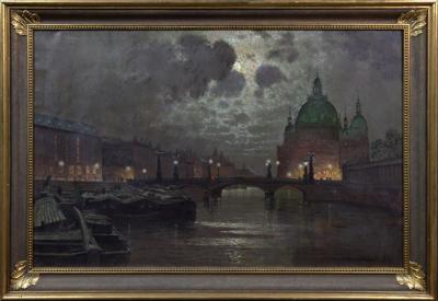 Friedrichsbrücke w Berlinie nocą