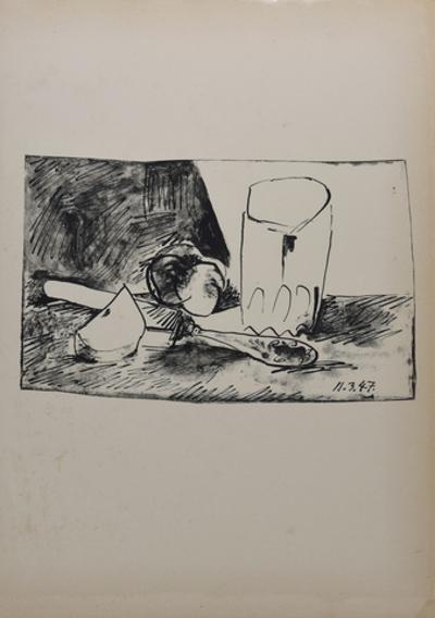 Pommes, verre et couteau