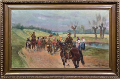 Ułani prowadzą jeńców bolszewickich, 1927