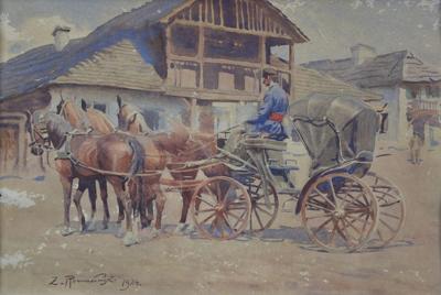 Dorożka przed gospodą, 1924