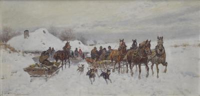 Zimowy zaprzęg z psami, ok. 1920