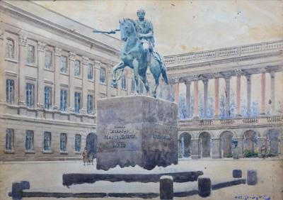 Pałac Saski z pomnikiem konnym Księcia Józefa Poniatowskiego w Warszawie