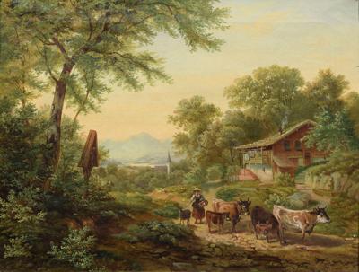 Pejzaż z pasterką, 1865?