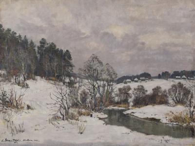 Pejzaż zimowy z rzeką, 1945