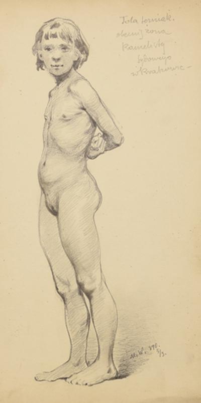 Stojąca, naga dziewczynka, 1890