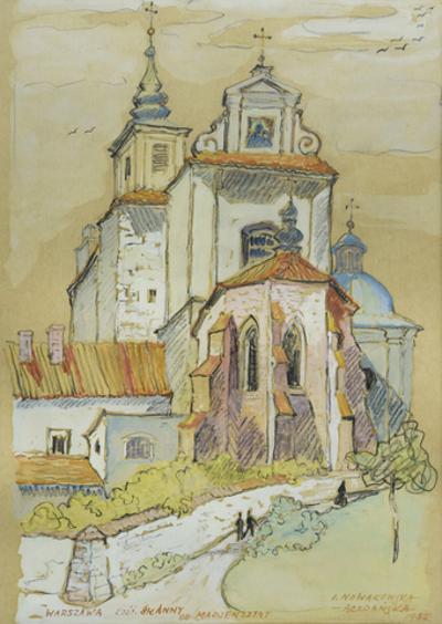 Widok na kościół św. Anny w Warszawie, 1955