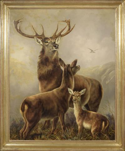 Motyw myśliwski - pejzaż z jeleniem, 1873