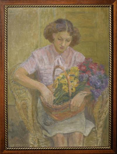 Kobieta z koszem kwiatów, 1952