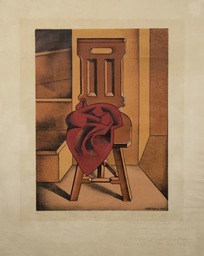 Krzesło z czerwoną draperią 1950/53