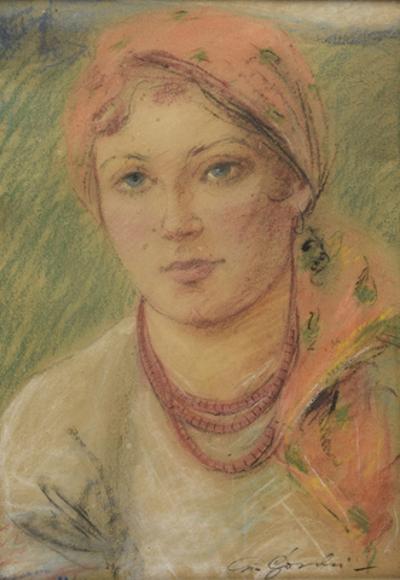 Portret góralki w białej bluzce