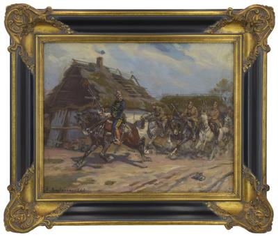 Przejazd ułanów przez wieś, 1920