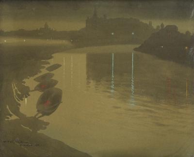 Kraków - Zakole Wisły nocą, 1916