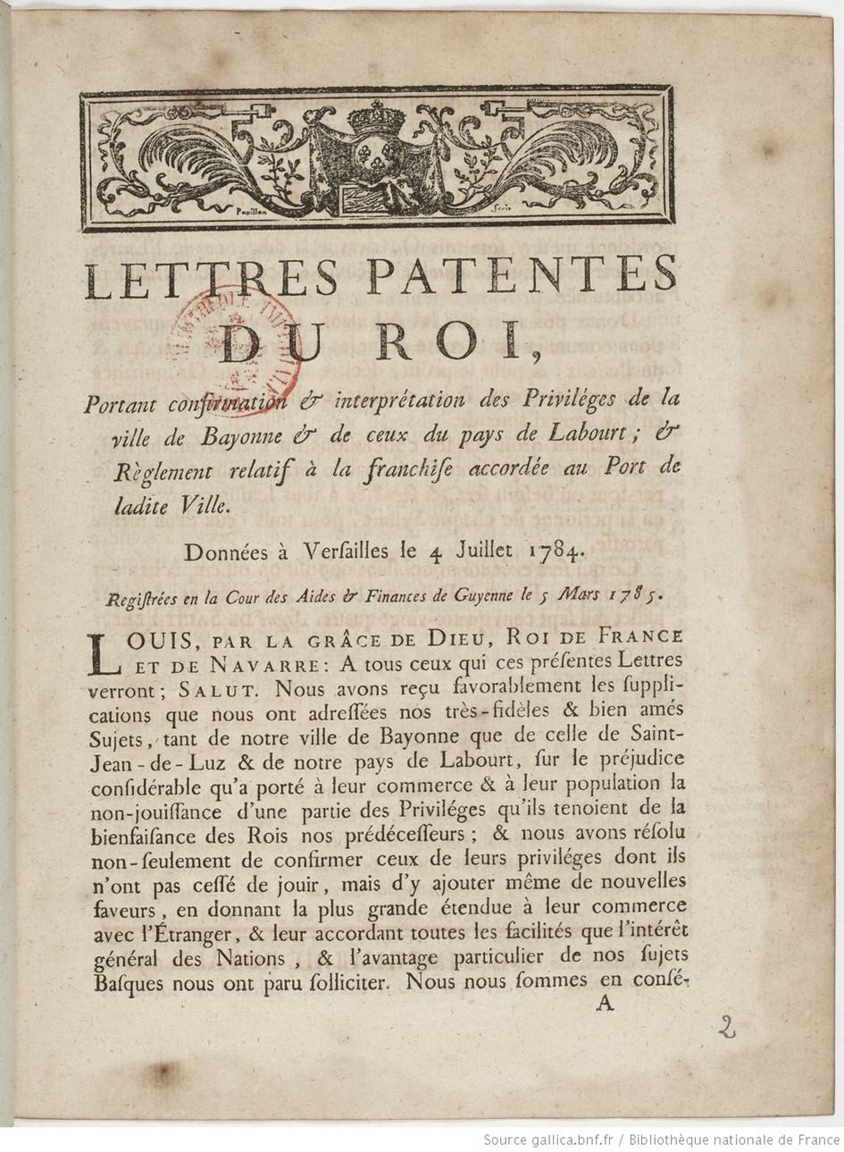 1784 : La franchise du port de Bayonne et l’émeute des Femmes d’Hasparren