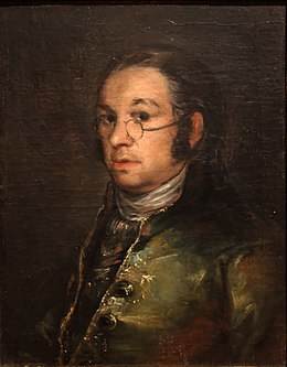 Affiche de l'exposition montrant l'autoportrait à lunettes de Goya 1800