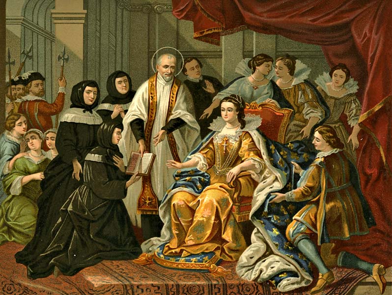 Vincent Depaul présentant Louise de Marillac et les premières Filles de la Charité à la reine Anne d'Autriche.jpg