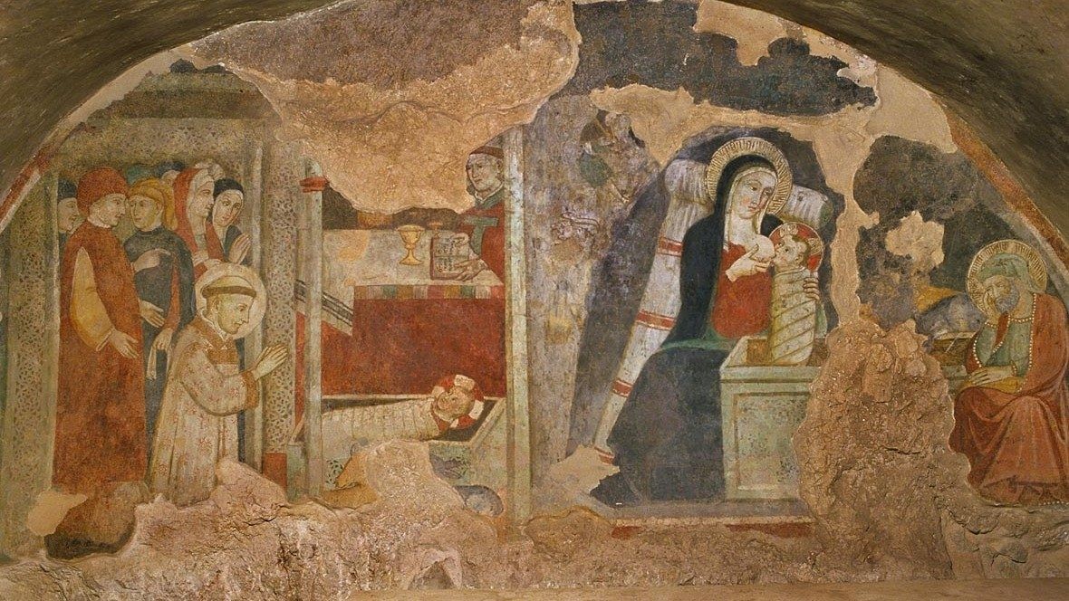 zChapelle de la crèche de Greccio (1228) fresque du XIVème siècle.jpg
