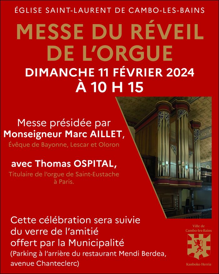L'inauguration du nouvel orgue de Cambo le 11 février avec un concert de Thomas Ospital