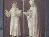 Au revers en grisaille sur fond brun – rouge : Saint François et saint évêque