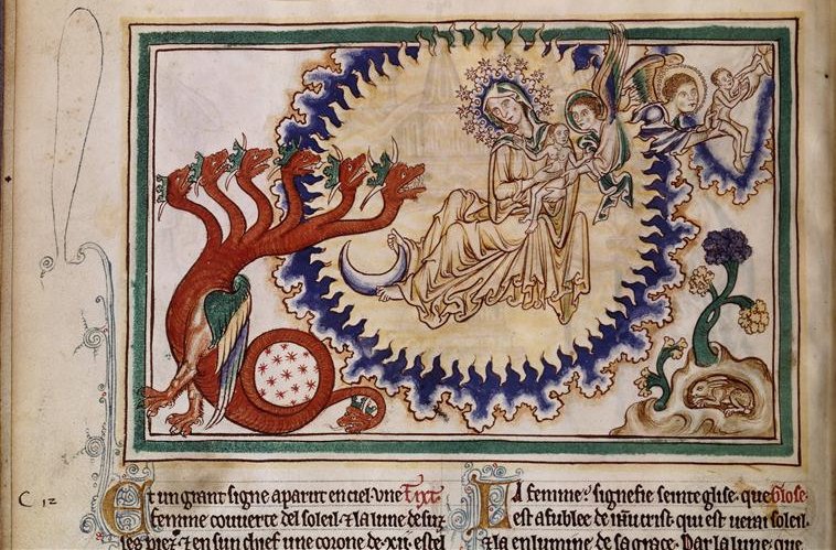 La femme et le dragon par le Maître de Sarum (XIIIème siècle)