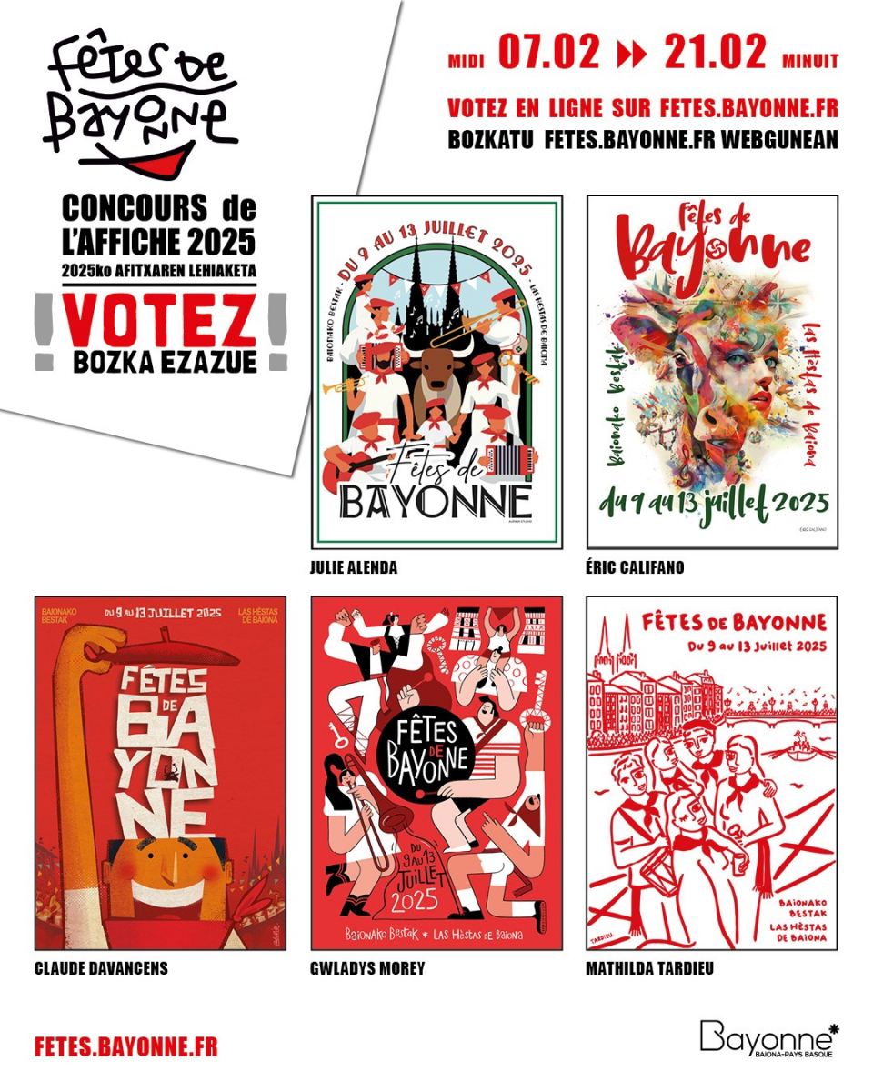 Concours pour l’affiche des Fêtes de Bayonne 2025