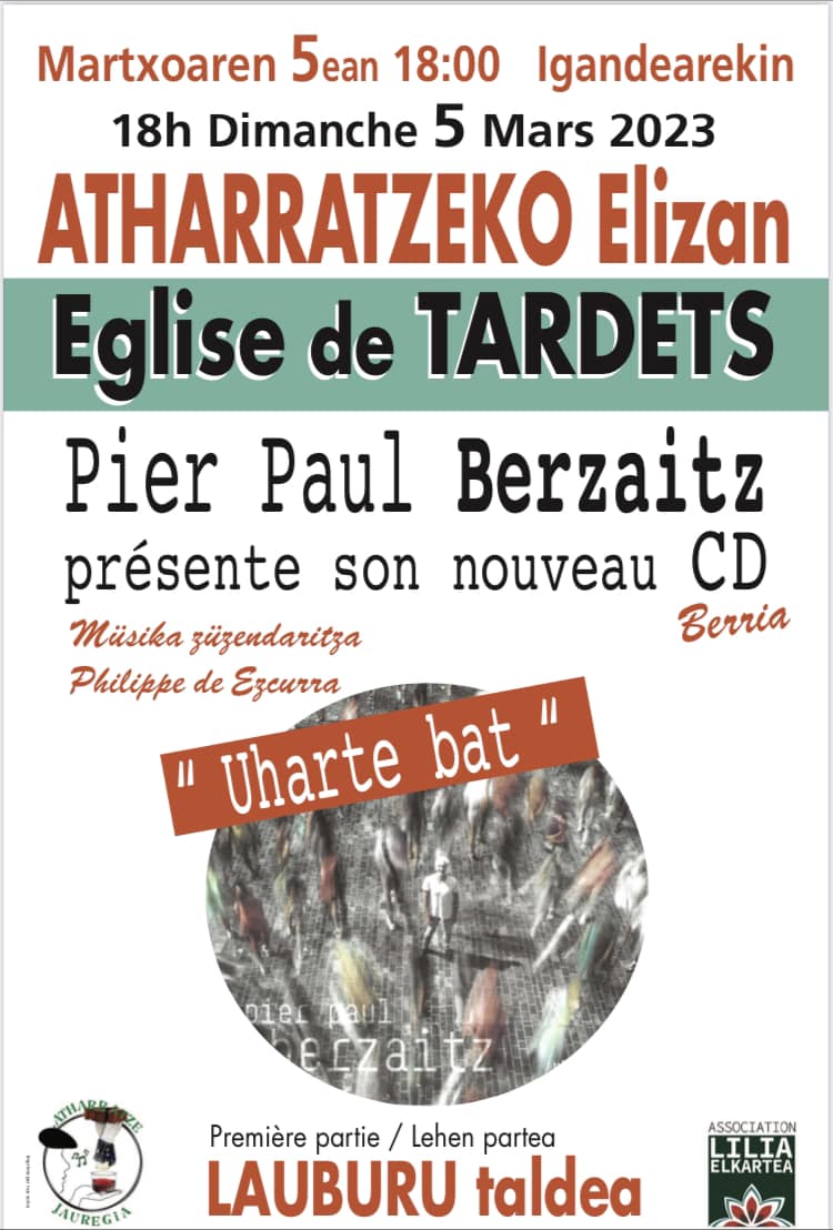 Pier Paul Bercaits : nouvel album et concert dimanche 5 mars à Tardets