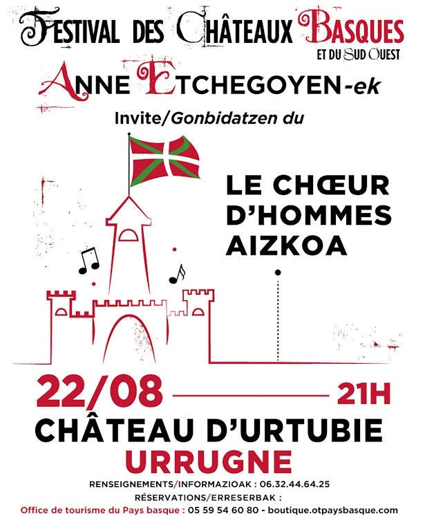 Urrugne : au château d’Urtubie, Anne Etchegoyen chantera avec le chœur d’hommes Aizkoa