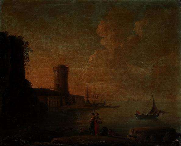 "Pêcheurs dans une baie au lever du soleil" par Joseph Vernet