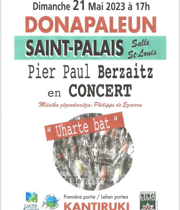 Saint-Palais/Donapaleu : Pier Paul Berzaitz et le groupe "Kantiruki" au Saint-Louis