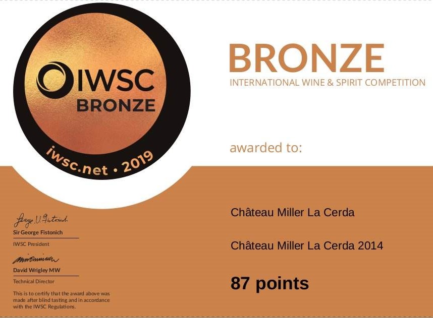 zGastro2 château Miller La Cerda médaille de bronze parmi 19.000 vins de 90 pays.jpg