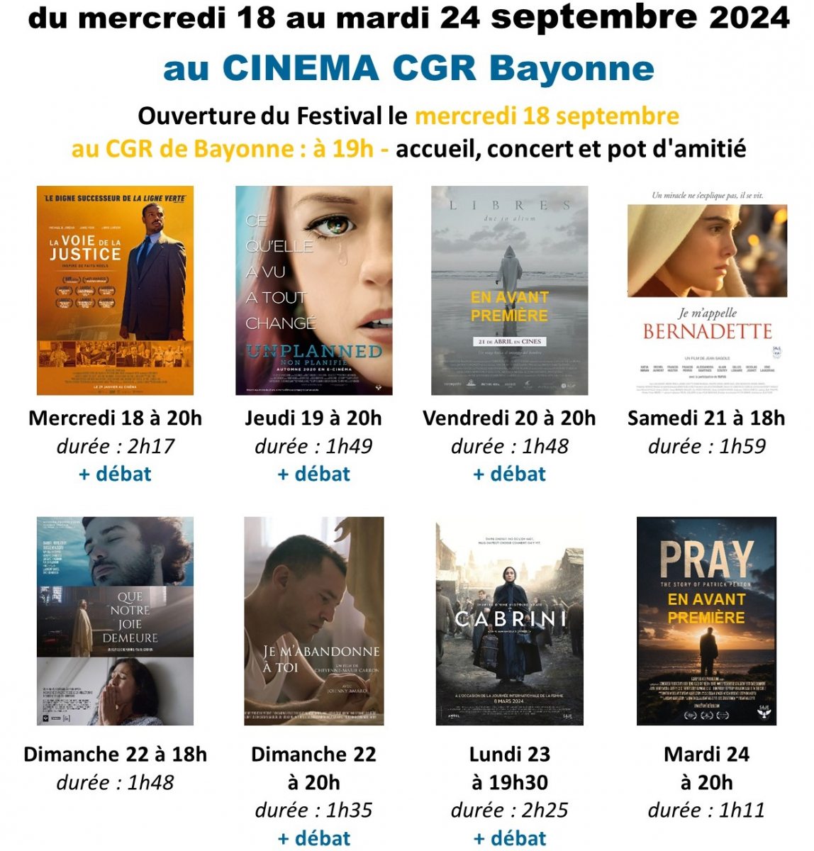 CGR de Bayonne : 6ème édition du Festival du Cinéma Chrétien 18-24 septembre