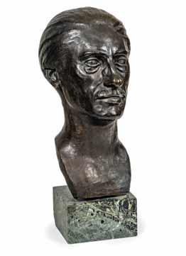 Un bronze figurant la tête du Dr PL Petita par GC de Swiescinski