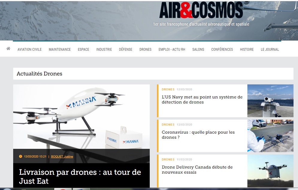 Retrouvez l'actualité des drones sur Air&Cosmos