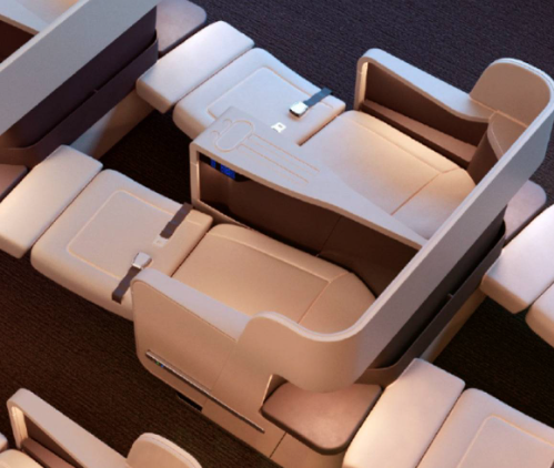 Vue du concept de siège qui pourrait équiper les Airbus A321LR de BeOnd