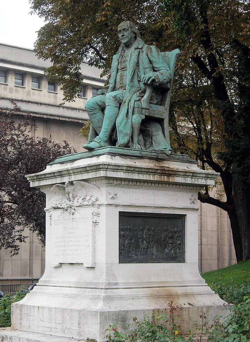 Statue en bronze de B. F. par John J. Boyle, square de Yorktown à Paris, 1898. 