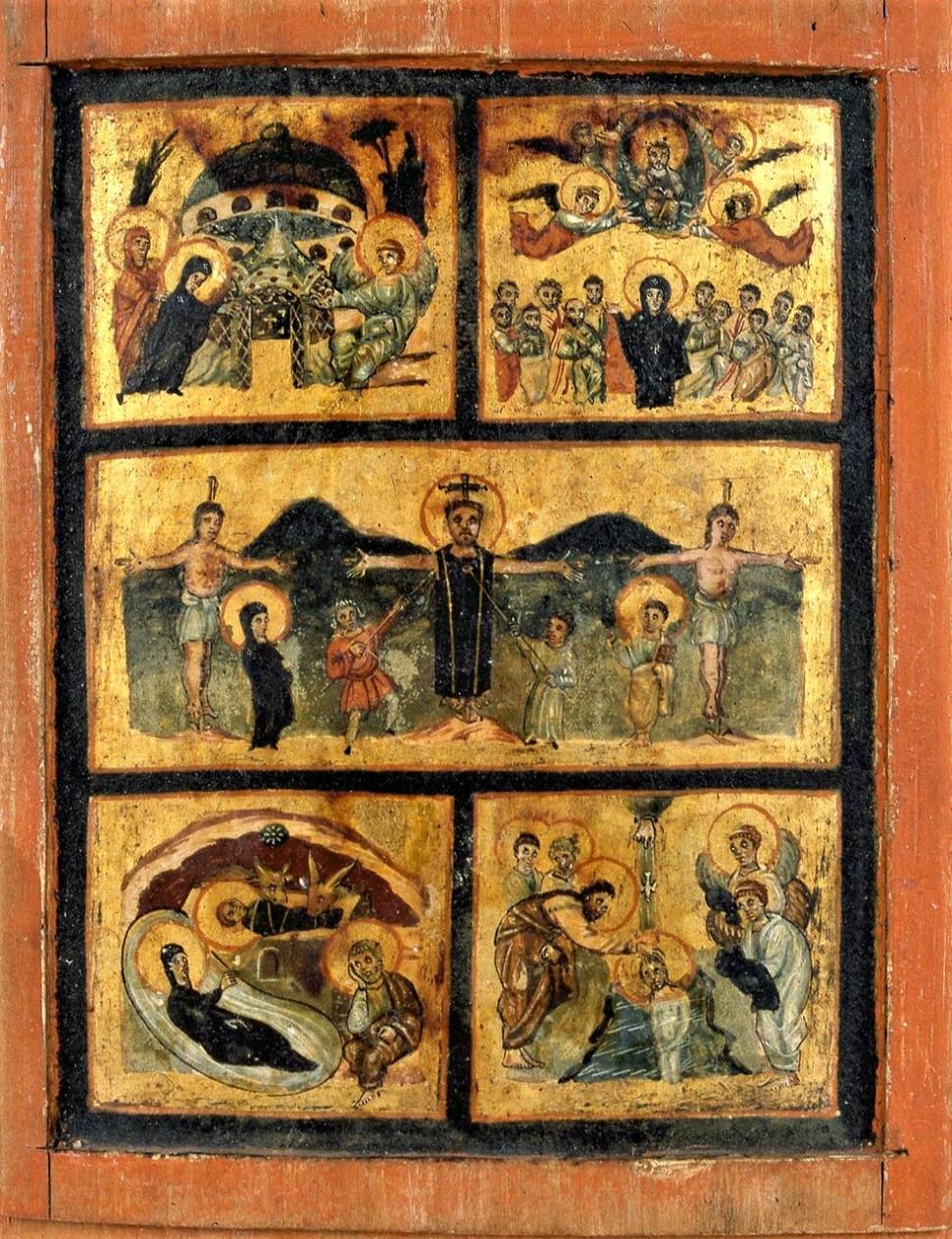 Reliquaire en bois peint orné de scènes de la vie du Christ Syrie ou Palestine VIe siècle