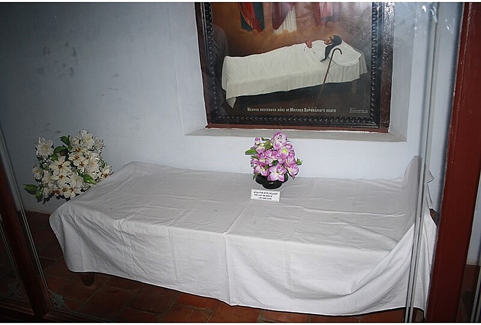 Le lit dans lequel sainte Euphrasia est décédée (couvent d'Ollur). Ce lit est aujourd'hui présenté dans le musée.