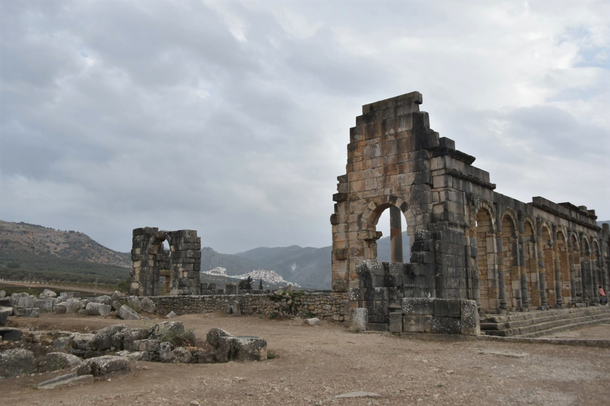 1Maroc_2022 ruines romaines de Volubilis. au loin le village de Moulays Idriss.jpg