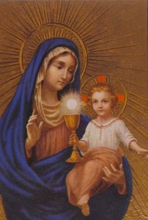 " Marie, donnant l'Eucharistie au monde et ramenant le monde à l'Eucharistie, c'est Notre Dame du Très Saint-Sacremen t". (St. Eymard)
