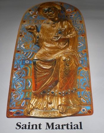 Plaque émaillée représentant Saint Martial, datant  de 1225-1230 et visible dans le musée du Bargello à Florence.