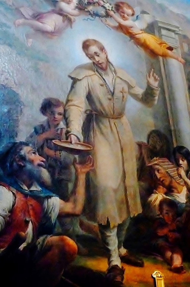 Benoît Joseph Labre parmi les pauvres au Colisée, anonyme (xixe siècle), église Sainte-Marie-des-Monts, Rome).