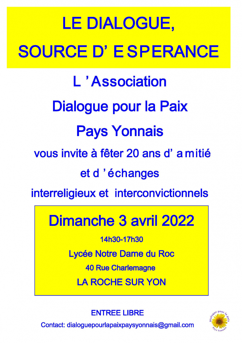 L'Association Dialogue pour la Paix vous invite