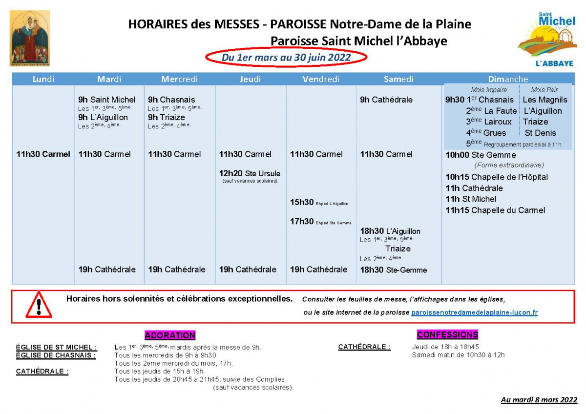 Horaires messes