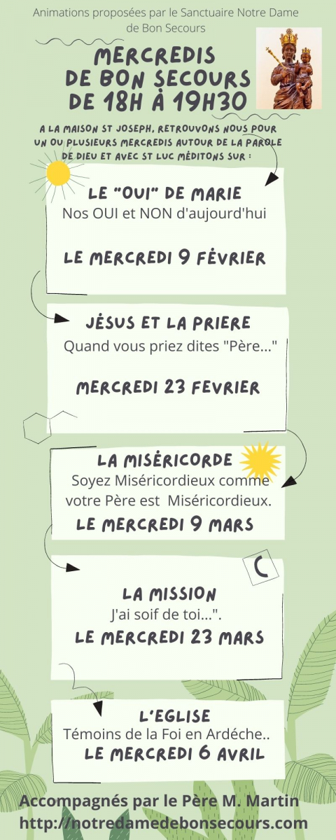 Mercredi de Bon Secours, La Mission : "J'ai soif de toi", Mercredi 23 Mars
