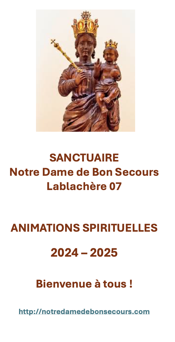 Programme des animations spirituelles au Sanctuaire de Notre Dame de Bon Secours